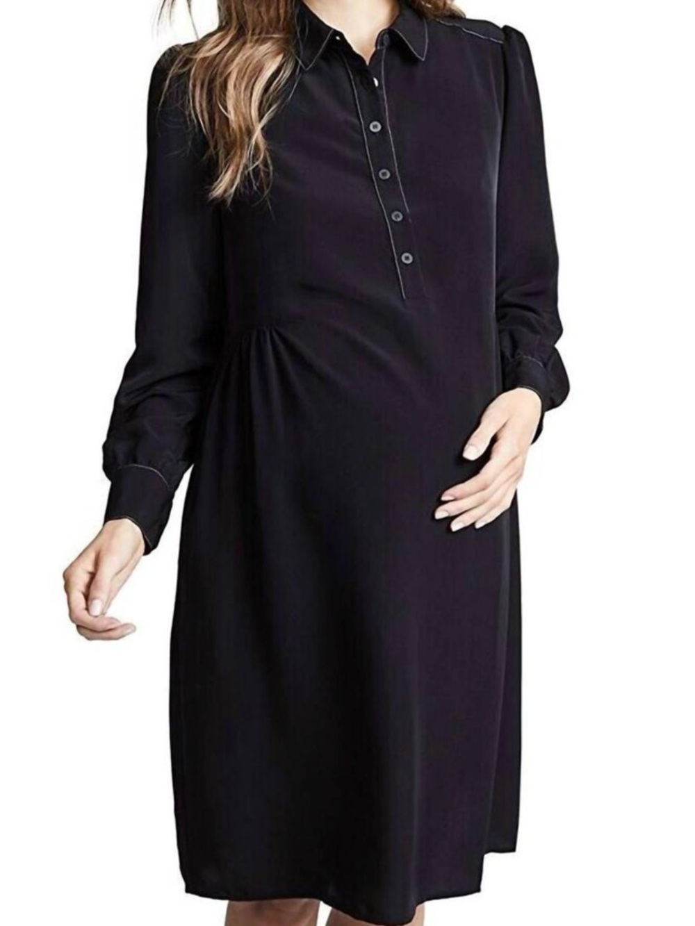 Hatch Black The Clara Maternity Shirt Dress